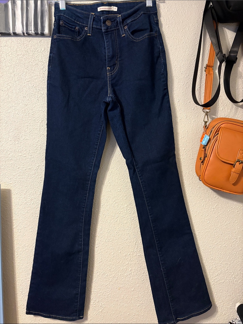 Women's Dark Blue Flare Jeans - Classic Mid Rise